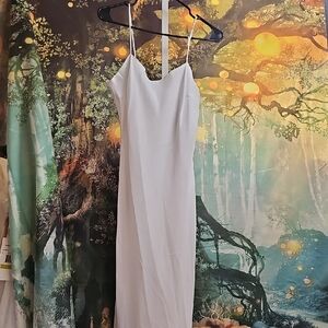 EUC Dry Cleaned Elegant White Spaghetti Strap Dress Small Train SZ Lg